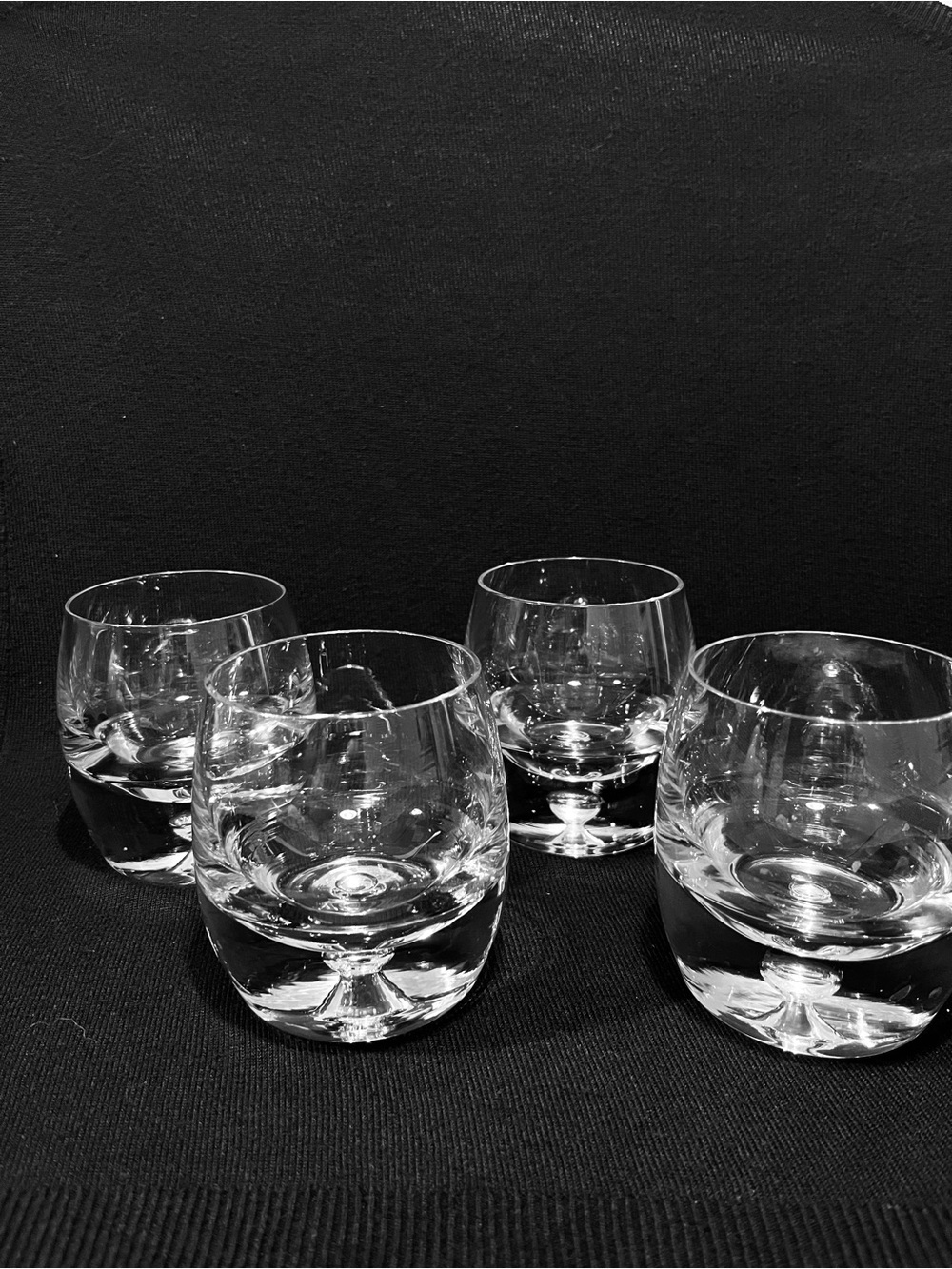 Vintage KROSNO Whiskey Crystal Tumblers Set of 4 Made in Poland Bubble Base
